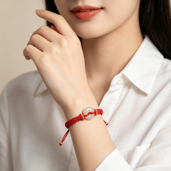  The Peace Circle: Genuine Hetian Jade Woven Lucky Cord Bracelet