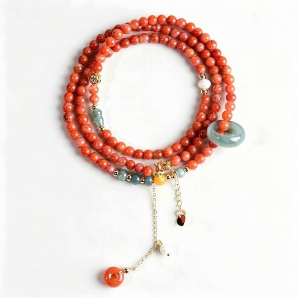 主图5 The Joy Balance: Dual-Wear Natural South Red Agate & Blue Jadeite Beaded Jewelry