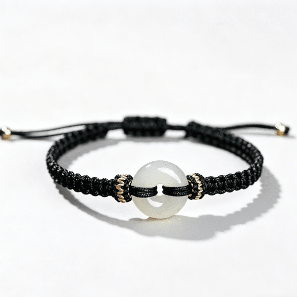  The Peace Circle: Genuine Hetian Jade Woven Lucky Cord Bracelet