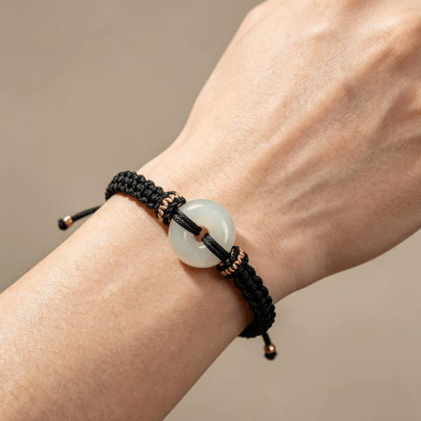  The Peace Circle: Genuine Hetian Jade Woven Lucky Cord Bracelet