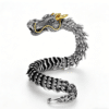 生成去文字提示词 The Dominance Dragon: S925 Sterling Silver Vintage Bold Men's Dragon Bracelet