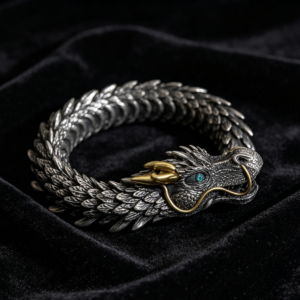 The Dominance Dragon: S925 Sterling Silver Vintage Bold Men's Dragon Bracelet