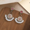 Bohemian Oriental Fan Crystal Tassel Dangle Earrings