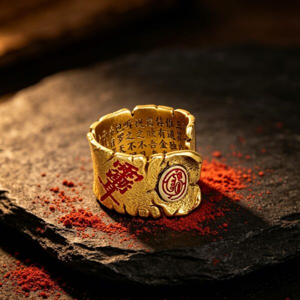 The Golden Light Guardian: Taoist Talisman Adjustable Ring
