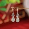 Fortune Hetian Jade 925 Sterling Silver Earrings