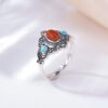 Lucky Nanhong Agate 925 Sterling Silver Ring
