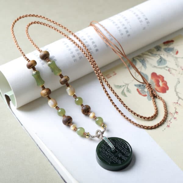 主图-1 Steady Guardian: Nephrite Peace Coin Necklace