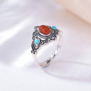 主图-1 Lucky Nanhong Agate 925 Sterling Silver Ring