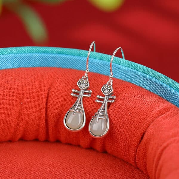 Fortune Hetian Jade 925 Sterling Silver Earrings