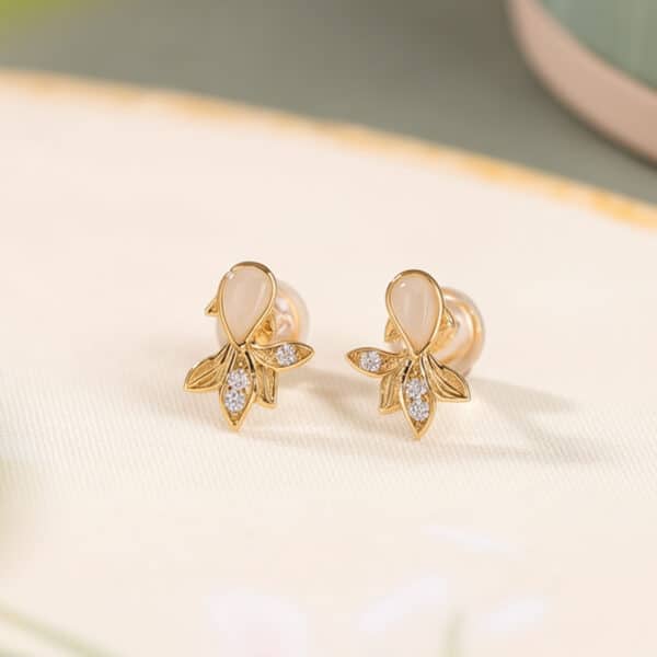 Lucky Koi Hetian Jade/Red Agate 925 Silver Earrings