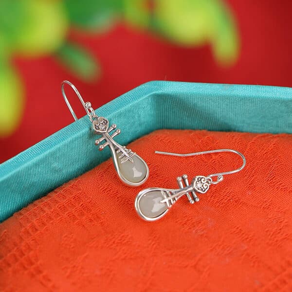 Fortune Hetian Jade 925 Sterling Silver Earrings