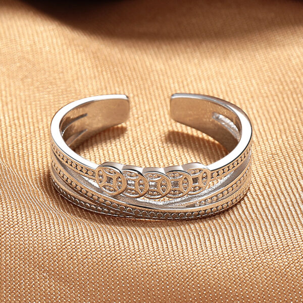 主图-3 Vintage Charm Symbol: S925 Five Emperor Coin Adjustable Ring