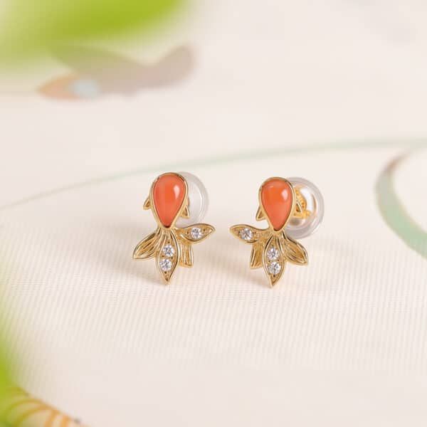 Lucky Koi Hetian Jade/Red Agate 925 Silver Earrings