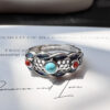 The Azure Fortune: S925 Silver Turquoise Nanhong Agate Ring