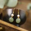 Serenity Nephrite Jade Disc Drop Earrings