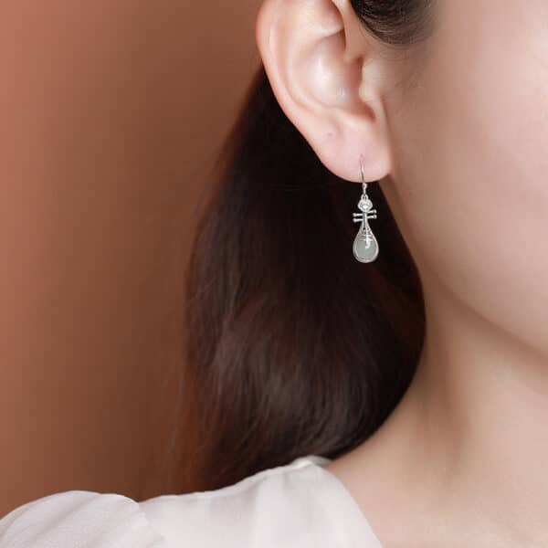 Fortune Hetian Jade 925 Sterling Silver Earrings