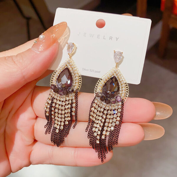 Symbol of Glamour & Grace: Teardrop Crystal Tassel Earrings S925 Post