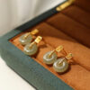 The Peace Keeper: Pale Green Hetian Jade Peace Disc Dangle Earrings
