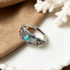 The Azure Fortune: S925 Silver Turquoise Nanhong Agate Ring