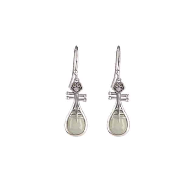 Fortune Hetian Jade 925 Sterling Silver Earrings