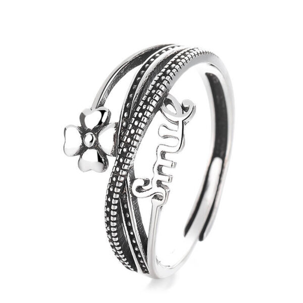 主图-5 Symbol of Joy: Vintage S925 Four-Leaf Clover Adjustable Ring