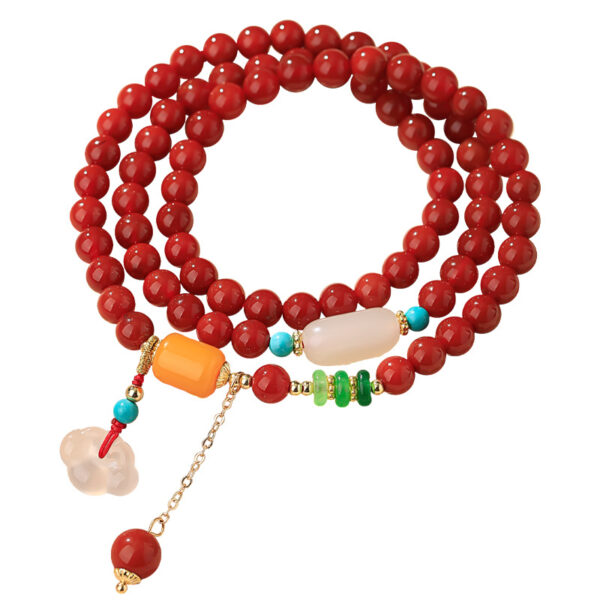 主图-5 The Joyful Abundance: Premium Red Agate & Hetian Jade Double Wrap Bracelet