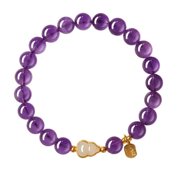 Symbols of Prosperity & Serenity: Amethyst & Hetian Jade Gourd Bracelet