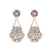 Bohemian Oriental Fan Crystal Tassel Dangle Earrings