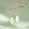 Symbol of Purity & Grace: Yulan Hetian White Jade S925 Silver Drop Earrings