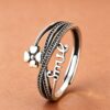 主图1 Symbol of Joy: Vintage S925 Four-Leaf Clover Adjustable Ring