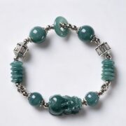 Wealth Guardian Pixiu Green Jadeite Bracelet