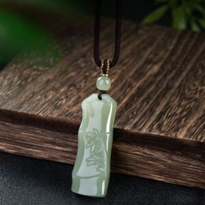 Steady Growth Talisman: Natural Hetian Jade Bamboo Pendant