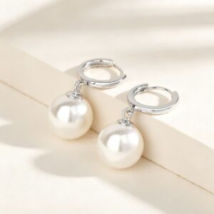 Round Pearl Drop Earrings | The Luminous Classic S925 Sterling Silver