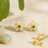 Peach Blossom Fortune: Natural Hetian Jade Stud Earrings