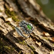The Prosperity Peony: Hetian Jade S925 Silver Adjustable Ring