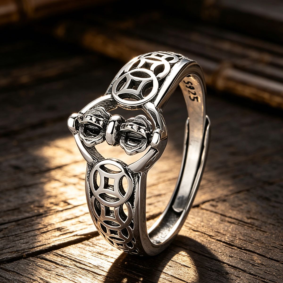 The Fortune Guardian: 925 Sterling Silver Vajra Abundance Ring