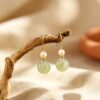 Serenity Nephrite Jade Disc Drop Earrings