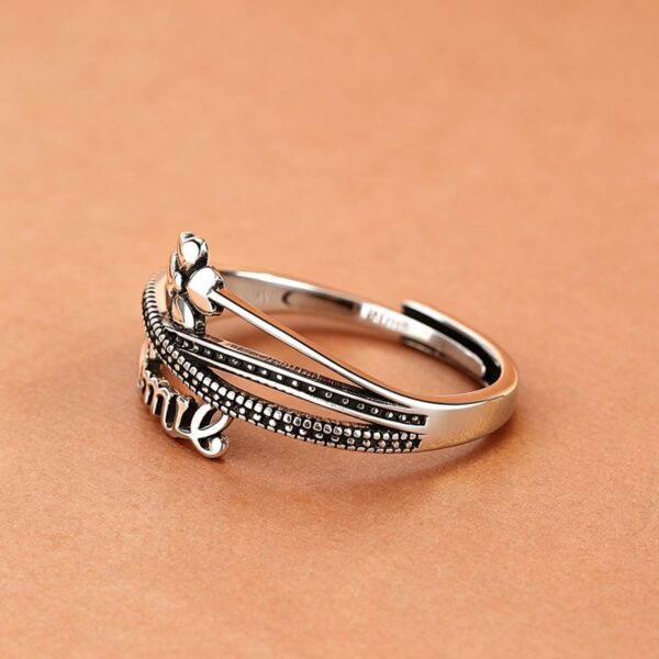 主图2 Symbol of Joy: Vintage S925 Four-Leaf Clover Adjustable Ring