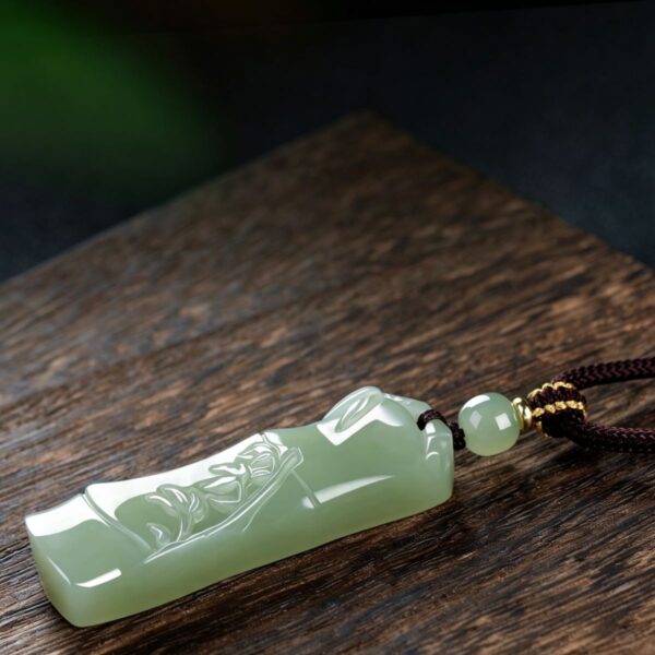 Steady Growth Talisman: Natural Hetian Jade Bamboo Pendant