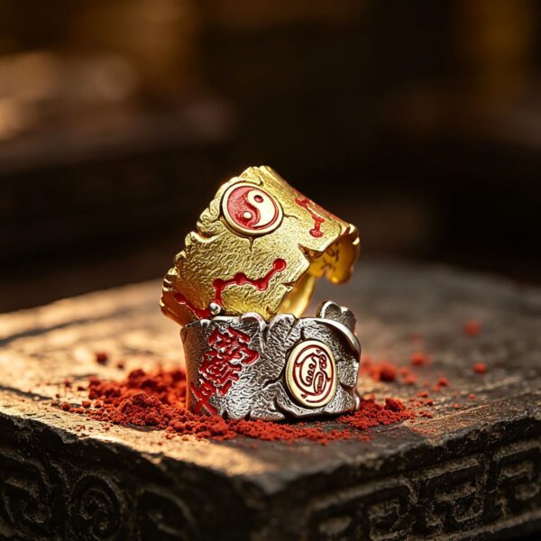 The Golden Light Guardian: Taoist Talisman Adjustable Ring