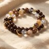 Forest Grounding: Incense Wood & Rutilated Quartz Double Wrap Bracelet