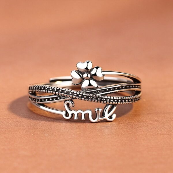 主图3 Symbol of Joy: Vintage S925 Four-Leaf Clover Adjustable Ring