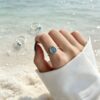 The Calm Tide: Natural Aquamarine S925 Sterling Silver Adjustable Ring
