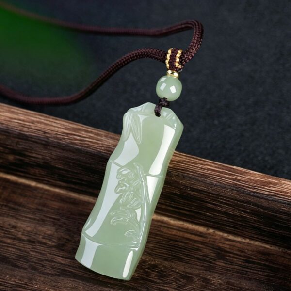 Steady Growth Talisman: Natural Hetian Jade Bamboo Pendant