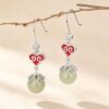 The Serenity Bloom: Auspicious Cloud Hetian Jade Drop Earrings S925 Sterling Silver