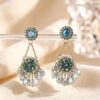 Bohemian Oriental Fan Crystal Tassel Dangle Earrings