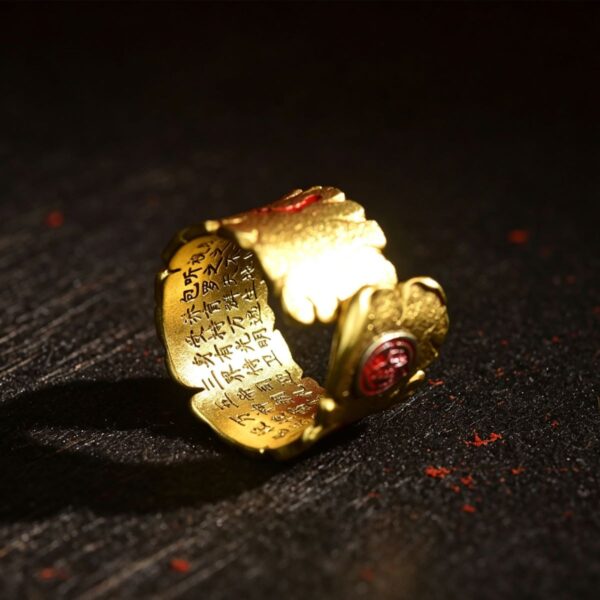 The Golden Light Guardian: Taoist Talisman Adjustable Ring