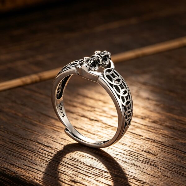 The Fortune Guardian: 925 Sterling Silver Vajra Abundance Ring
