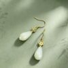 Symbol of Purity & Grace: Yulan Hetian White Jade S925 Silver Drop Earrings