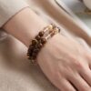 Forest Grounding: Incense Wood & Rutilated Quartz Double Wrap Bracelet